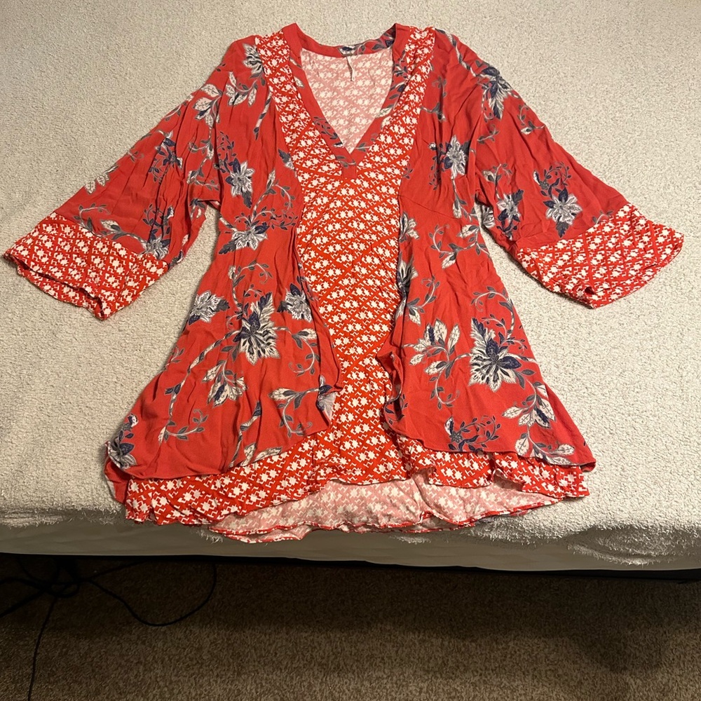 Free People Red Floral Dress